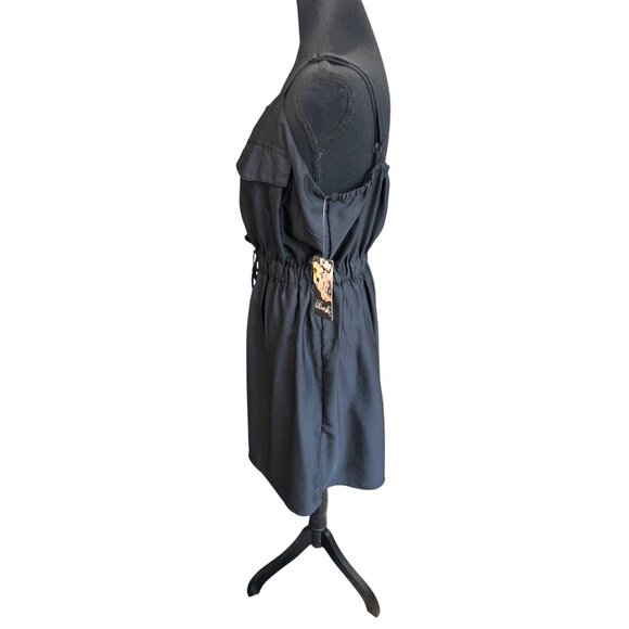 NWT Blush Black Button-Front Sleeveless Dress Bib Overall Drawstring Plus Sz 1X - Picture 9 of 9